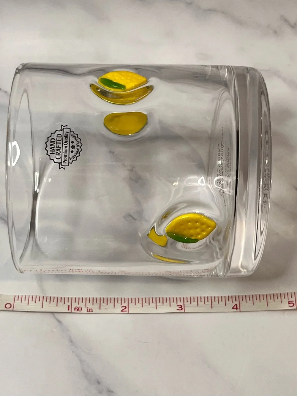 Anthropologie Icon Lemon Drink Glass Mouthblown w/ Fused Beads Juice Glass NEW
